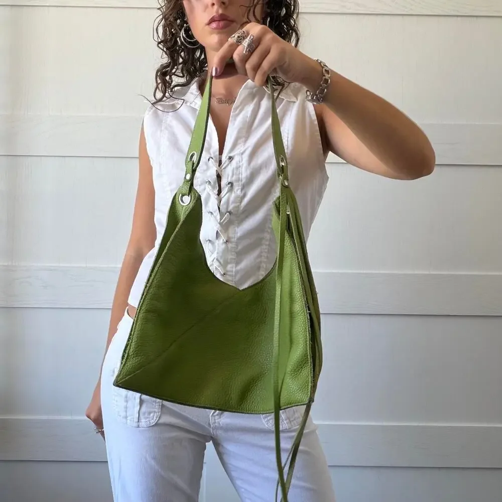 Soft pebbled leather shoulder bag